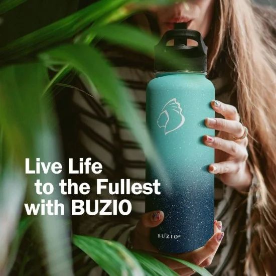 Buzio Trio Series Water Bottle with 3 Lids and Sleeve 1.2L -  Starry Pacific